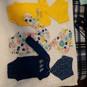 Newborn Onsies/ bodysuit with matching bibs